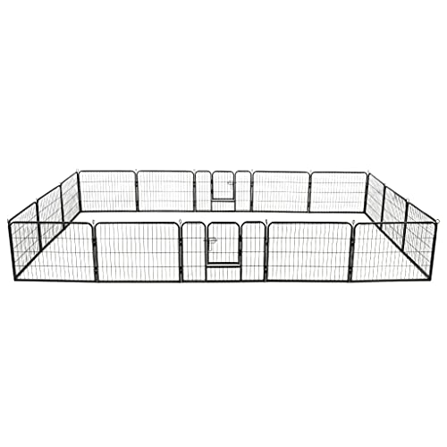 hundebox,The Ring,gitterbox Hund,Hunde Box,Hunde-Laufstall 16 Paneele Stahl 60x80 cm SchwarzEntworfen für Garten und Terrasse. von DYRJDJWIDHW