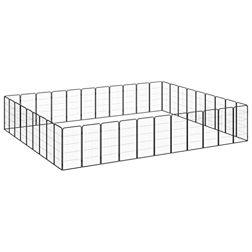 hundebox Auto,hundehütte,Faltbare hundebox,40-TLG. Hundelaufstall Schwarz 50x100cm Stahl PulverbeschichtetEntworfen für Garten und Terrasse. von DYRJDJWIDHW