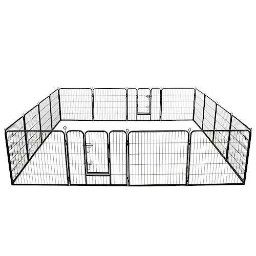 hundebox Auto,hundehütte,Faltbare hundebox,Hunde-Laufstall 16 Panels Stahl 80x80 cm SchwarzEntworfen für Garten und Terrasse. von DYRJDJWIDHW