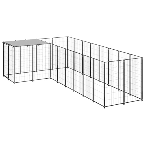 hundebox Auto,hundehütte,Faltbare hundebox,Hundezwinger Schwarz 6,05 m² StahlEntworfen für Garten und Terrasse. von DYRJDJWIDHW