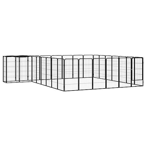 hundebox Auto,transportbox Hund Auto,Hunde Box,30-TLG. Hundelaufstall Schwarz 50x100cm Stahl PulverbeschichtetEntworfen für Garten und Terrasse. von DYRJDJWIDHW