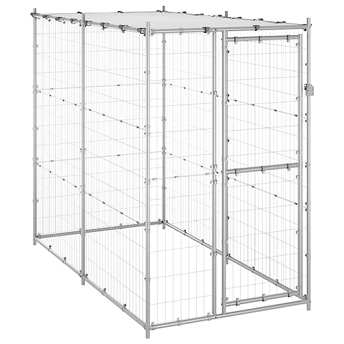 hundebox Auto,transportbox Hund Auto,Hunde Box,Outdoor-Hundezwinger mit Dach Verzinkter Stahl 110x220x180 cmEntworfen für Garten und Terrasse. von DYRJDJWIDHW