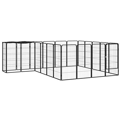 hundebox Auto Kofferraum,hundekäfig für zuhause,käfig,22-TLG. Hundelaufstall Schwarz 50x100cm Stahl PulverbeschichtetEntworfen für Garten und Terrasse. von DYRJDJWIDHW