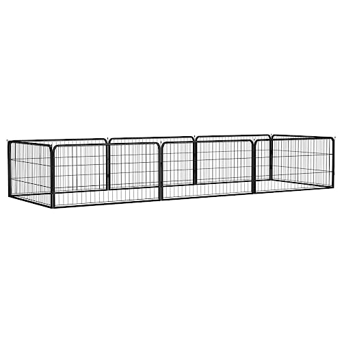 hundebox Auto Kofferraum,hundekäfig für zuhause,käfig,8-TLG. Hundelaufstall Schwarz 100x50 cm Stahl PulverbeschichtetEntworfen für Garten und Terrasse. von DYRJDJWIDHW