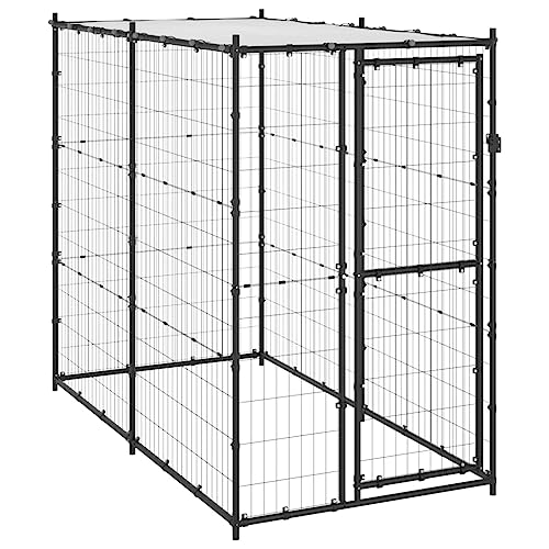 hundebox Auto Kofferraum,hundekäfig für zuhause,käfig,Outdoor-Hundezwinger Stahl mit Überdachung 110x220x180 cmEntworfen für Garten und Terrasse. von DYRJDJWIDHW