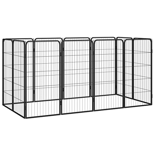 hundebox alu,hundebox Metall,hundezwinger,12-TLG. Hundelaufstall Schwarz 50x100cm Stahl PulverbeschichtetEntworfen für Garten und Terrasse. von DYRJDJWIDHW