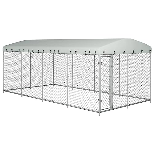 hundebox alu,hundebox Metall,hundezwinger,Outdoor-Hundezwinger mit Überdachung 8x4x2,3 mEntworfen für Garten und Terrasse. von DYRJDJWIDHW