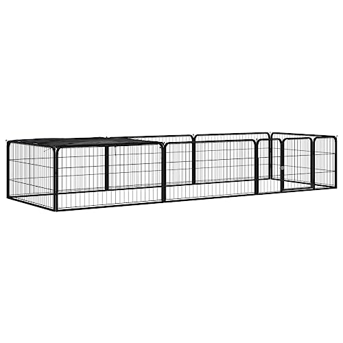 hundebox faltbar,hundekäfig,hundehütten & zwinger,8-TLG. Hundelaufstall Schwarz 100x50 cm Stahl PulverbeschichtetEntworfen für Garten und Terrasse. von DYRJDJWIDHW