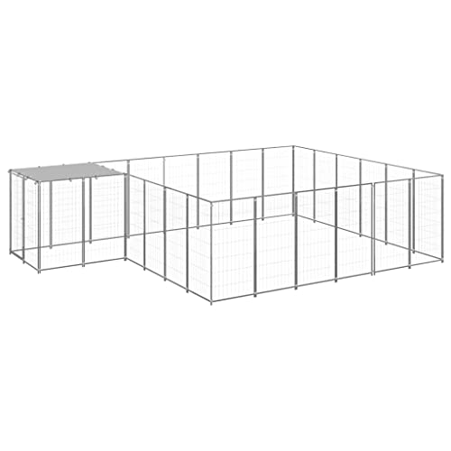 hundebox faltbar,hundekäfig,hundehütten & zwinger,Hundezwinger Silbern 12,1 m² StahlEntworfen für Garten und Terrasse. von DYRJDJWIDHW