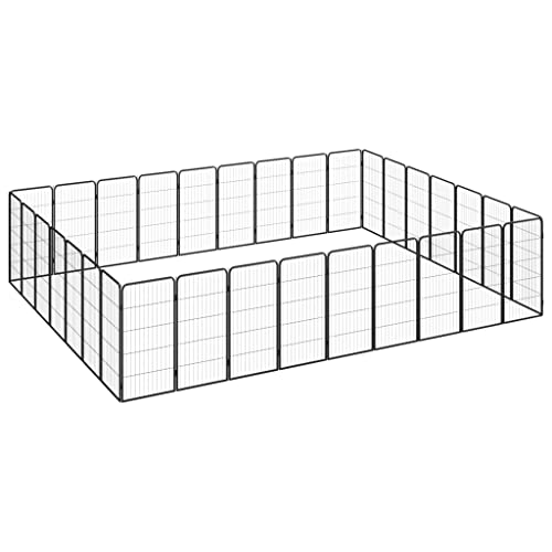 hundebox für zuhause,hundekäfig,hundebox faltbar,32-TLG. Hundelaufstall Schwarz 50x100cm Stahl PulverbeschichtetEntworfen für Garten und Terrasse. von DYRJDJWIDHW