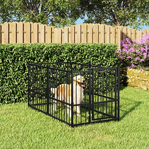 hundebox für zuhause,hundekäfig,hundebox faltbar,Hundezwinger Schwarz 193,5x97x100 cm StahlEntworfen für Garten und Terrasse. von DYRJDJWIDHW