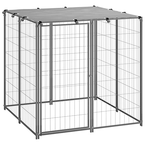 hundebox für zuhause,hundekäfig,hundebox faltbar,Hundezwinger Silbern 110x110x110 cm StahlEntworfen für Garten und Terrasse. von DYRJDJWIDHW