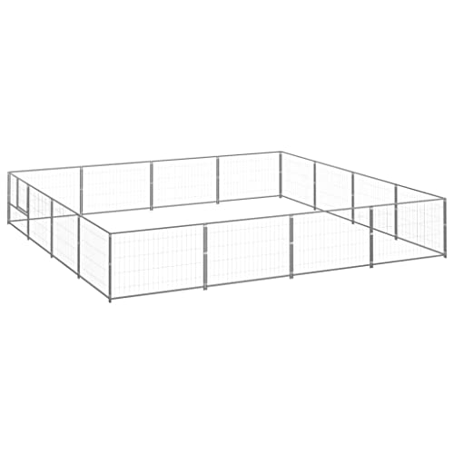 hundebox für zuhause,hundekäfig,hundebox faltbar,Hundezwinger Silbern 16 m² StahlEntworfen für Garten und Terrasse. von DYRJDJWIDHW