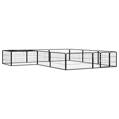 hundebox für zuhause große Hunde,hundekennel,12-TLG. Hundelaufstall Schwarz 100x50cm Stahl PulverbeschichtetEntworfen für Garten und Terrasse. von DYRJDJWIDHW