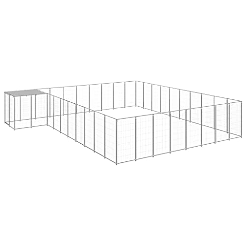 hundebox für zuhause große Hunde,hundekennel,Hundezwinger Silbern 25,41 m² StahlEntworfen für Garten und Terrasse. von DYRJDJWIDHW