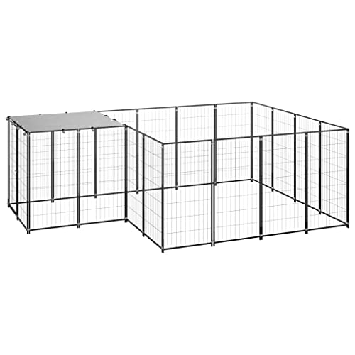 hundebox kleine Hunde,knuffelwuff hundebox,Hundezwinger Schwarz 6,05 m² StahlEntworfen für Garten und Terrasse. von DYRJDJWIDHW