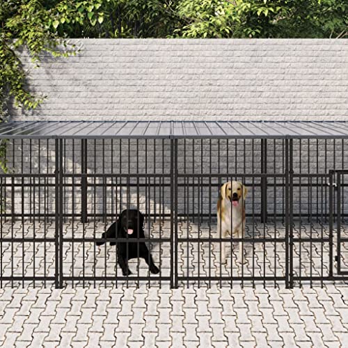 hundehöhle XXL,hundelaufstall,cage,hundebox Holz,Outdoor-Hundezwinger mit Dach Stahl 16,89 m²Entworfen für Garten und Terrasse. von DYRJDJWIDHW