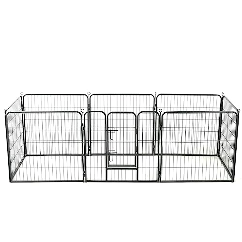 hundekäfig für zuhause,transportbox Hund,Dog Crate,Hunde-Laufgitter 8 Paneele Stahl 80 x 80 cm SchwarzEntworfen für Garten und Terrasse. von DYRJDJWIDHW