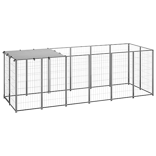 hundekäfig für zuhause,transportbox Hund,Dog Crate,Hundezwinger Silbern 330x110x110 cm StahlEntworfen für Garten und Terrasse. von DYRJDJWIDHW