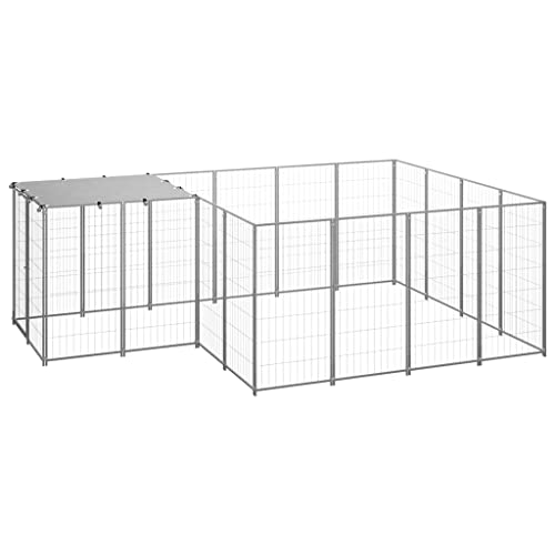 hundekäfig für zuhause,transportbox Hund,Dog Crate,Hundezwinger Silbern 6,05 m² StahlEntworfen für Garten und Terrasse. von DYRJDJWIDHW