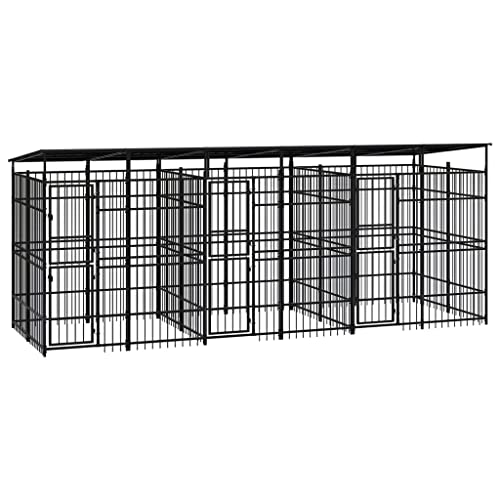 hundekäfig für zuhause,transportbox Hund,Dog Crate,Outdoor-Hundezwinger mit Dach Stahl 11,06 m²Entworfen für Garten und Terrasse. von DYRJDJWIDHW