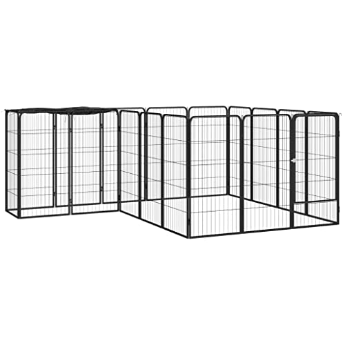 hundekäfig möbel,hundebox Metall,welpenbox,18-TLG. Hundelaufstall Schwarz 50x100cm Stahl PulverbeschichtetEntworfen für Garten und Terrasse. von DYRJDJWIDHW