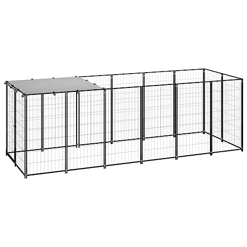 hundekäfig möbel,hundebox Metall,welpenbox,Hundezwinger Schwarz 330x110x110 cm StahlEntworfen für Garten und Terrasse. von DYRJDJWIDHW