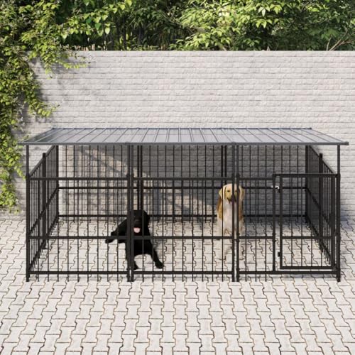 hundekäfig möbel,hundebox Metall,welpenbox,Outdoor-Hundezwinger mit Dach Stahl 5,63 m²Entworfen für Garten und Terrasse. von DYRJDJWIDHW