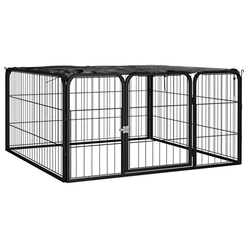 hundetransportbox alu,hundebox zuhause,Dog Crate Indoor,4-TLG. Hundelaufstall Schwarz 100x50cm Stahl PulverbeschichtungEntworfen für Garten und Terrasse. von DYRJDJWIDHW