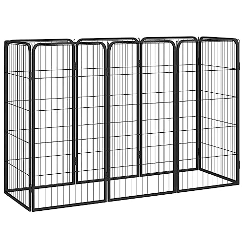 hundetransportbox alu,hundebox zuhause,Dog Crate Indoor,8-TLG. Hundelaufstall Schwarz 50x100 cm Stahl PulverbeschichtetEntworfen für Garten und Terrasse. von DYRJDJWIDHW