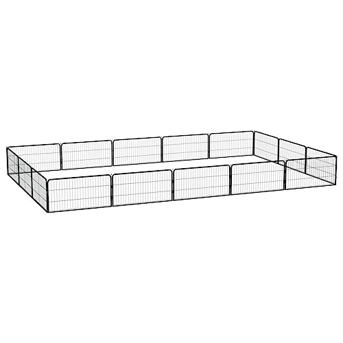 hundezwinger,Dog cage,hundehütte XXL,Kennel Hund,16-TLG. Hundelaufstall Schwarz 100x50cm Stahl PulverbeschichtetEntworfen für Garten und Terrasse. von DYRJDJWIDHW