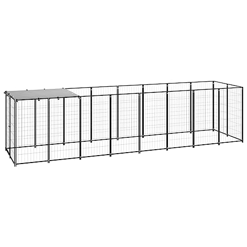 hundezwinger,Dog cage,hundehütte XXL,Kennel Hund,Hundezwinger Schwarz 4,84 m² StahlEntworfen für Garten und Terrasse. von DYRJDJWIDHW