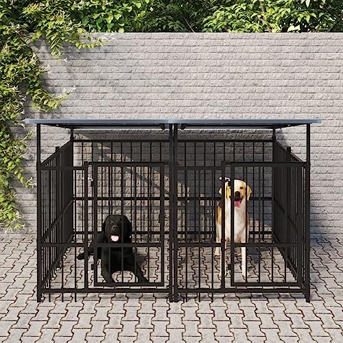 hundezwinger,Dog cage,hundehütte XXL,Kennel Hund,Outdoor-Hundezwinger mit Dach Stahl 3,75 m²Entworfen für Garten und Terrasse. von DYRJDJWIDHW