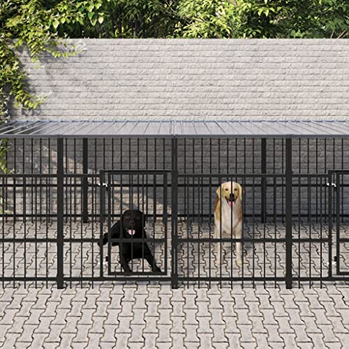 hundezwinger,Dog cage,hundehütte XXL,Kennel Hund,Outdoor-Hundezwinger mit Dach Stahl 7,51 m²Entworfen für Garten und Terrasse. von DYRJDJWIDHW