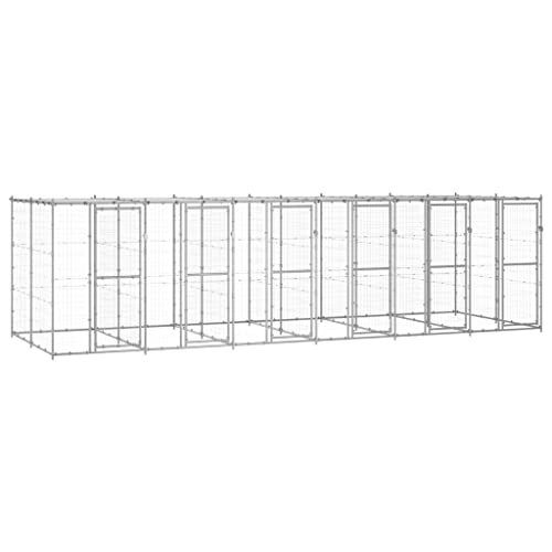 hundezwinger,Dog cage,hundehütte XXL,Kennel Hund,Outdoor-Hundezwinger mit Überdachung Verzinkter Stahl 14,52 m²Entworfen für Garten und Terrasse. von DYRJDJWIDHW