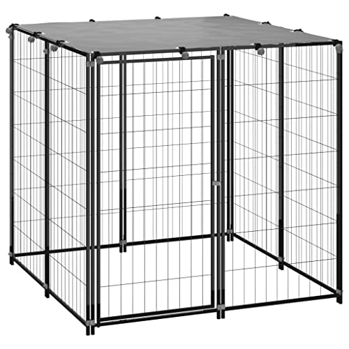 käfig Hund,hundeboxen für zuhause,hundebox Auto Grosse Hunde,Hundezwinger 110x110x110 cm Stahl SchwarzEntworfen für Garten und Terrasse. von DYRJDJWIDHW