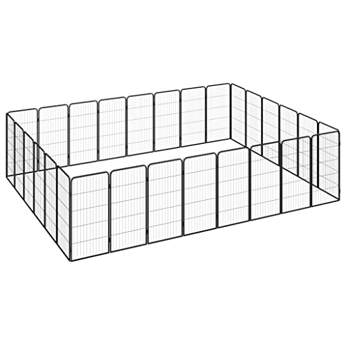 käfig Hund,hundegitterbox,hundezwinger Indoor,28-TLG. Hundelaufstall Schwarz 50x100cm Stahl PulverbeschichtetEntworfen für Garten und Terrasse. von DYRJDJWIDHW