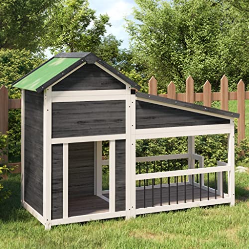 transportbox Hund,hundetransportbox Auto,Hundehütte Grau 143x60,5x109 cm Massivholz KieferEntworfen für Garten und Terrasse. von DYRJDJWIDHW