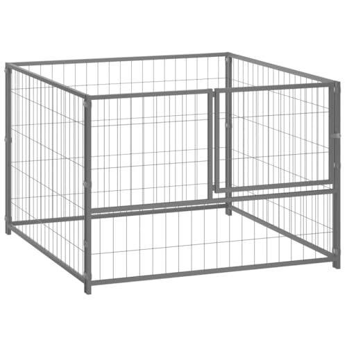 transportbox Hund,hundetransportbox Auto,Hundezwinger Silbern 100x100x70 cm StahlEntworfen für Garten und Terrasse. von DYRJDJWIDHW