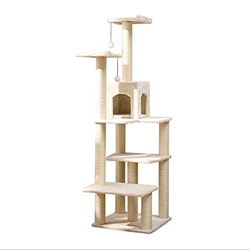 DYWOZDP Katzenklettergerüst Kratzbaum Sisal Kleine Katze Kratzsäule Katzenturm Katzenstreu Katzensprungplattform Katzenkratzbrett,Beige von DYWOZDP