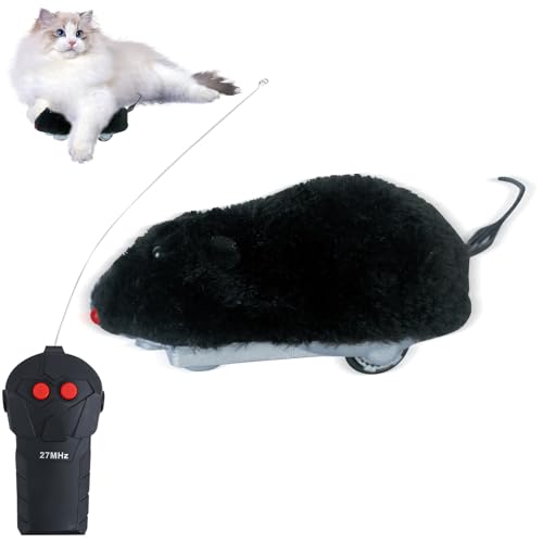 DZAY Magic Maus Katze Katzenspielzeug Elektrisch Spielmaus,Frettchen Katzenspielzeug Mäuse Spielmäuse für Katze Interaktive Spielzeug Maus,Ferngesteuerte Maus für Katzen (Schwarz) von DZAY