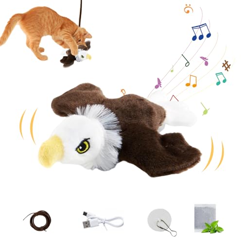 Vogelspielzeug für Katzen Interaktives Katzenspielzeug Selbstbeschäftigung,Katzenspielzeug Vogel Fliegender Elektrisch,Interaktives Piepsendes Vogelspielzeug für Katzen Flapping Bird Cat Toy (02) von DZAY