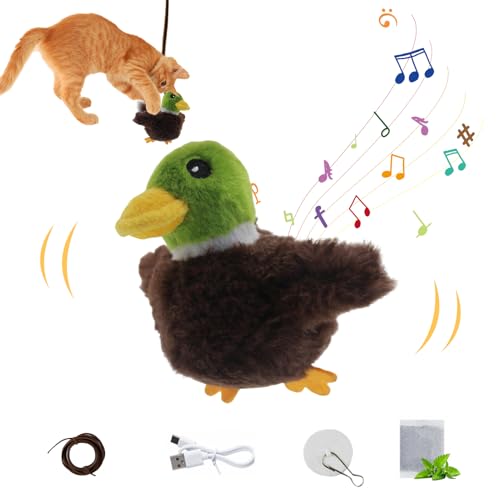 Vogelspielzeug für Katzen Interaktives Katzenspielzeug Selbstbeschäftigung,Katzenspielzeug Vogel Fliegender Elektrisch,Interaktives Piepsendes Vogelspielzeug für Katzen Flapping Bird Cat Toy (04) von DZAY