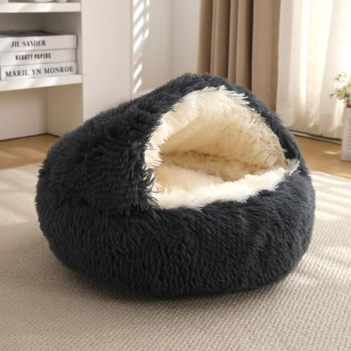 DZDPIYEZA Winter-Katzenbett mit warmer Schale, halbgeschlossenes Katzenbett, halbumrandetes Hundebett, geschlossenes Katzenbett von DZDPIYEZA