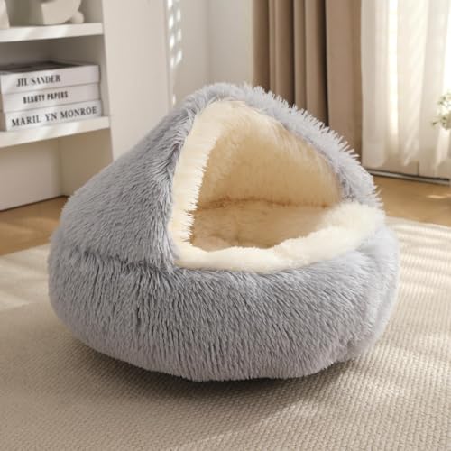 DZDPIYEZA Winter-Katzenbett mit warmer Schale, halbgeschlossenes Katzenbett, halbumrandetes Hundebett, geschlossenes Katzenbett von DZDPIYEZA