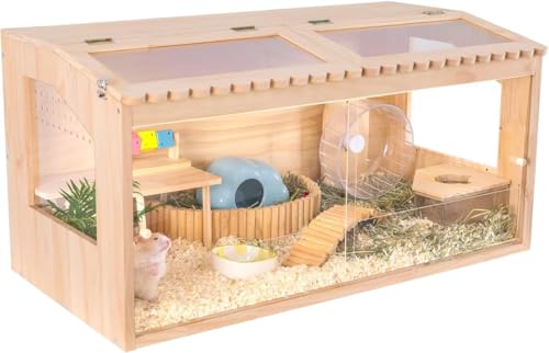 DZWLKJ Hamsterkäfig und Lebensräume aus Holz, 40,6 cm, Meerschweinchenkäfig, Kleintierkäfig für syrische Zwerghamster, Degus-Mäuse und andere kleine Haustiere, Großer Hamster-Habitat mit 2 öffnenden von DZWLKJ