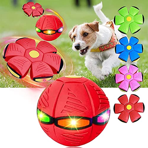 DaBoJinGo Haustier Spielzeug Fliegende Untertasse Ball,Fliegende Untertasse Ball Hund Spielzeug,Dekompression Fliegen Flachwurf Scheibenbälle Spielzeug Für Kinder Sport Kinder Geschenk,6 Lights,Red von DaBoJinGo