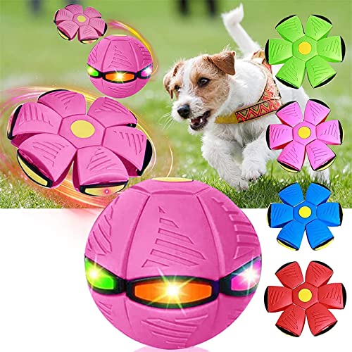 Haustier Spielzeug Fliegende Untertasse Ball,Fliegende Untertasse Ball Hund Spielzeug,Dekompression Fliegen Flachwurf Scheibenbälle Spielzeug Für Kinder Sport Kinder Geschenk ,3 lights,Rose Red von DaBoJinGo