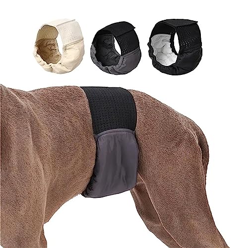 Waschbare Bauchband-Wickelwindeln für Hunde, Trainingswindel für Hunde, Bequeme Bauchwickel-Hundewindeln, wiederverwendbar, hochabsorbierende Hundewickel für Männer,L,Grey von DaBoJinGo