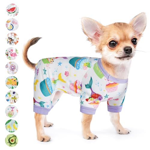 Hunde-Pyjama für kleine Hunde, Mädchen, Jungen, Welpen, Pjs, Sommer, Haustier-Einteiler für Chihuahua, Yorkie, Teetasse, niedlich, weiches Material, Stretch, fähig, Katzenkleidung, Outfit, Bekleidung, Hunde-Overall (XXL, Kuchen) von DaFuEn